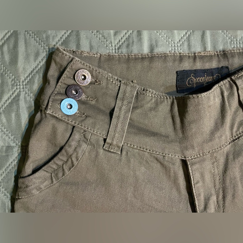 SPOON JEANS Extended-Tab Twill Flare Pants, Size 1/32 Inseam, EUC - Picture 5 of 14